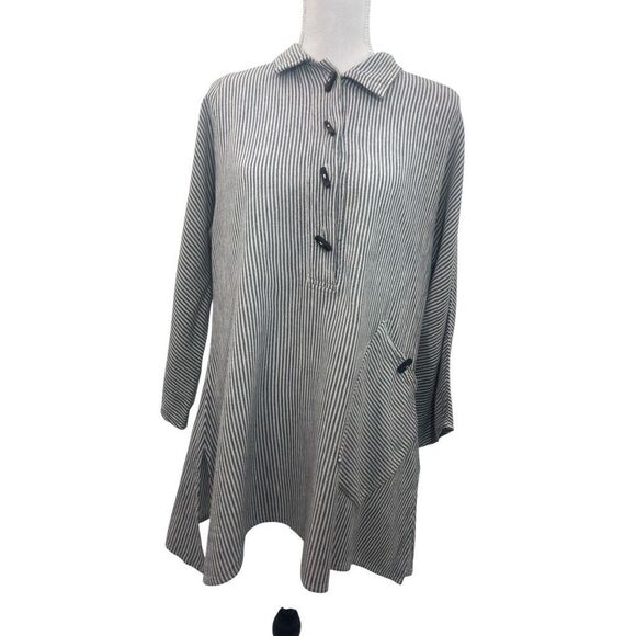 Mill Valley Clothing Company Small Gray White Stripe Pullover Shirt made in the - Picture 3 of 16